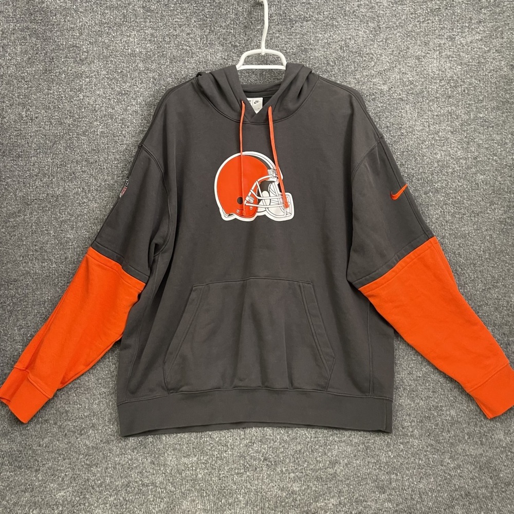 Cleveland Browns NFL Team Hoodie Mens Sz XL Sam Webb Sweatshirt Gray Orange